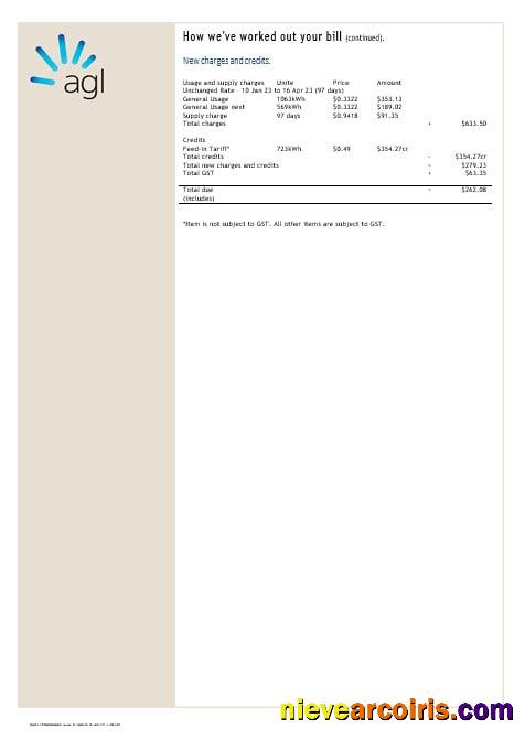 Australia AGL electricity account energy utility bill